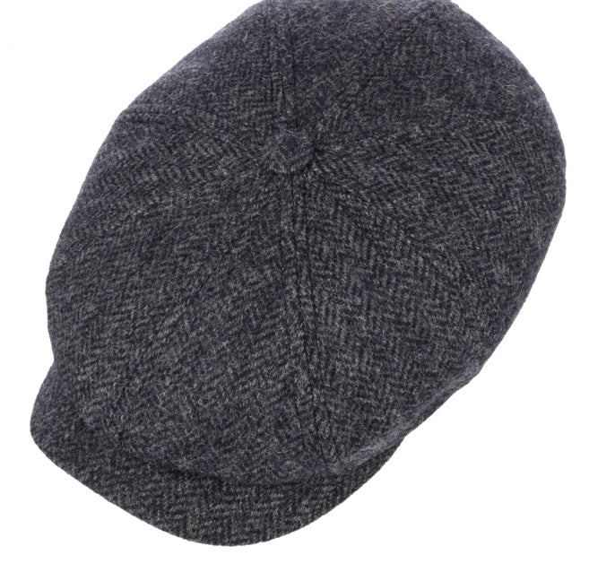 Stetson 8 Panel Cap Fischgrat Wool by Lierys blue herringbone
