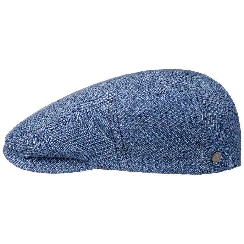 Stetson Kent Herrinbone Virgin Wool Flat Cap Blue