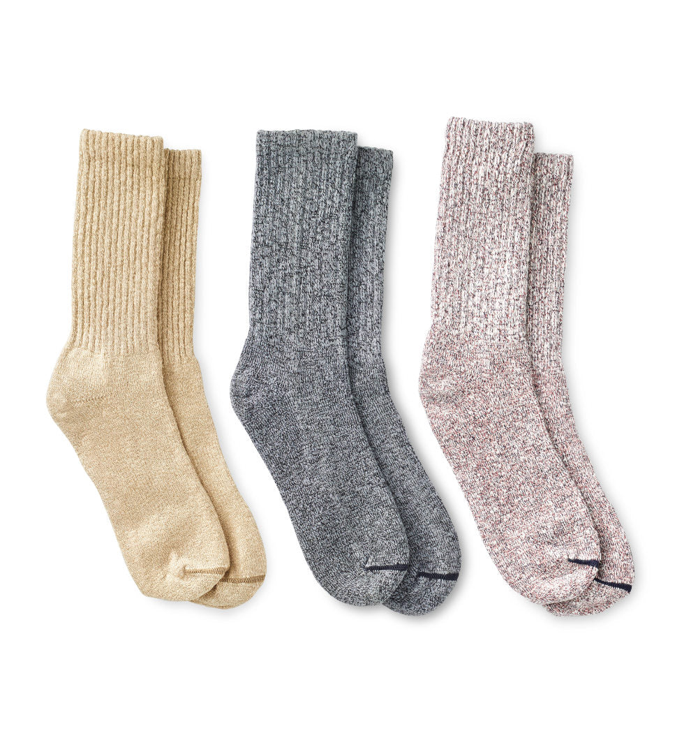 3-Pack Red Wing Cotton Ragg Crew Socks color pack 1 (beige, red, black)