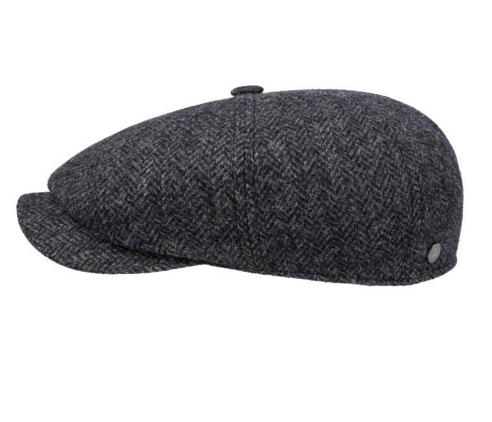 Stetson 8 Panel Cap Fischgrat Wool by Lierys blue herringbone