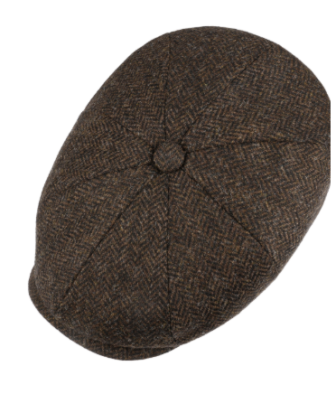 Stetson 8 Panel Cap Fischgrat Wool by Lierys beige herringbone