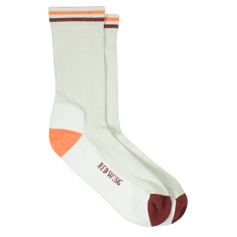 Red Wing 97666 Vintage Stripe Cotton Blend Crew Socks Cream/Peach/Maron