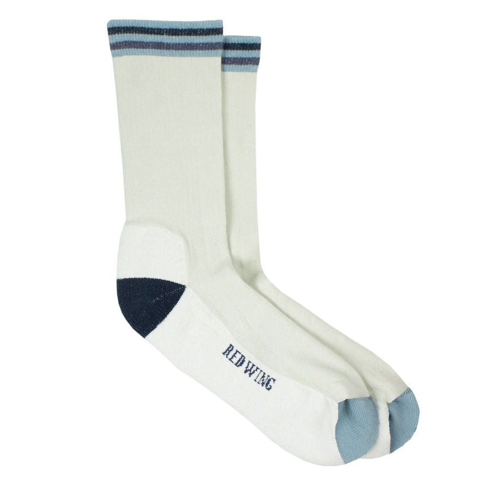 Red Wing 97667 Vintage Stripe Cotton Blend Crew Socks Cream/Navy/Sky Blue