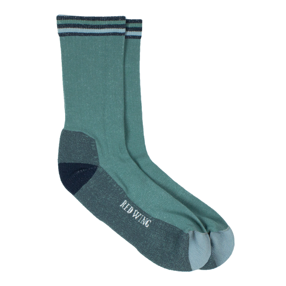 Red Wing 97668 Vintage Stripe Cotton Blend Crew Socks Sage/Navy/Sky Blue