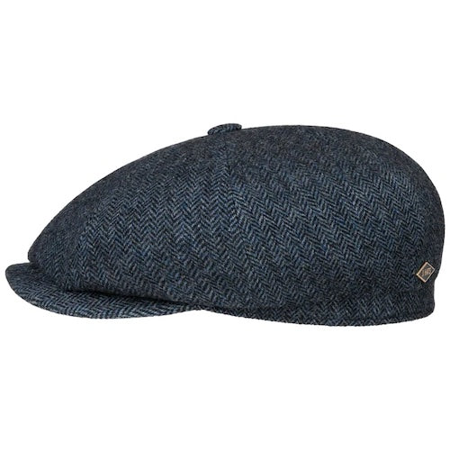 Stetson 8-Panel Cap Herringbone Wool by JJHats Black Blue