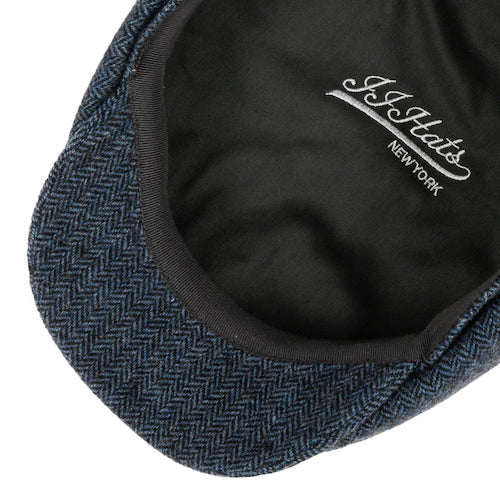 Stetson 8-Panel Cap Herringbone Wool by JJHats Black Blue