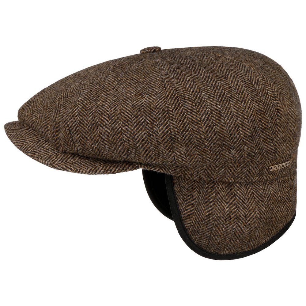 Stetson Hatteras EF Wool Herringbone Cap Brown.