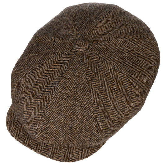 Stetson Hatteras EF Wool Herringbone Cap Brown.