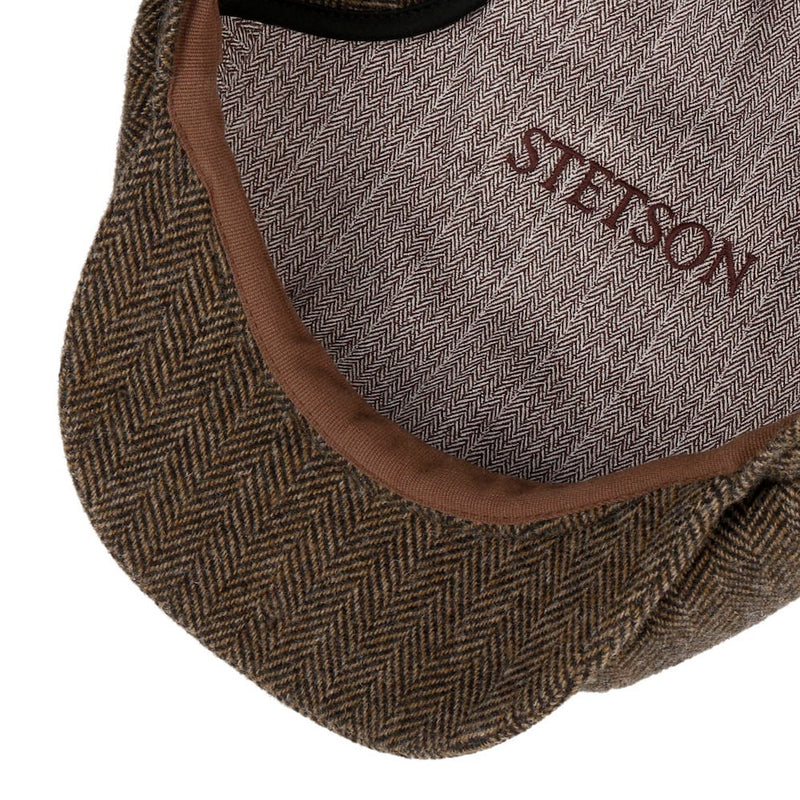 Stetson Hatteras EF Wool Herringbone Cap Brown.