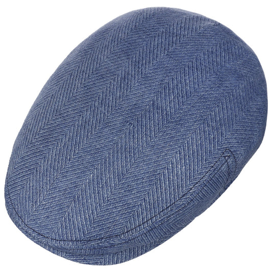 Stetson Kent Herrinbone Virgin Wool Flat Cap Blue