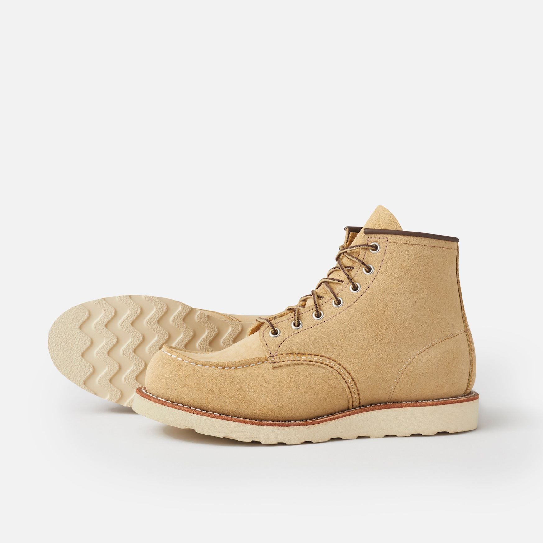 Tan red shop wing boots